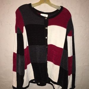 CJ Banks Sweater Red, White & Black